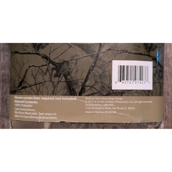 Realtree Xtra Camouflage Camo Fabric Shower Curtain 70" X 72" Hunting Cabin - Picture 7 of 10